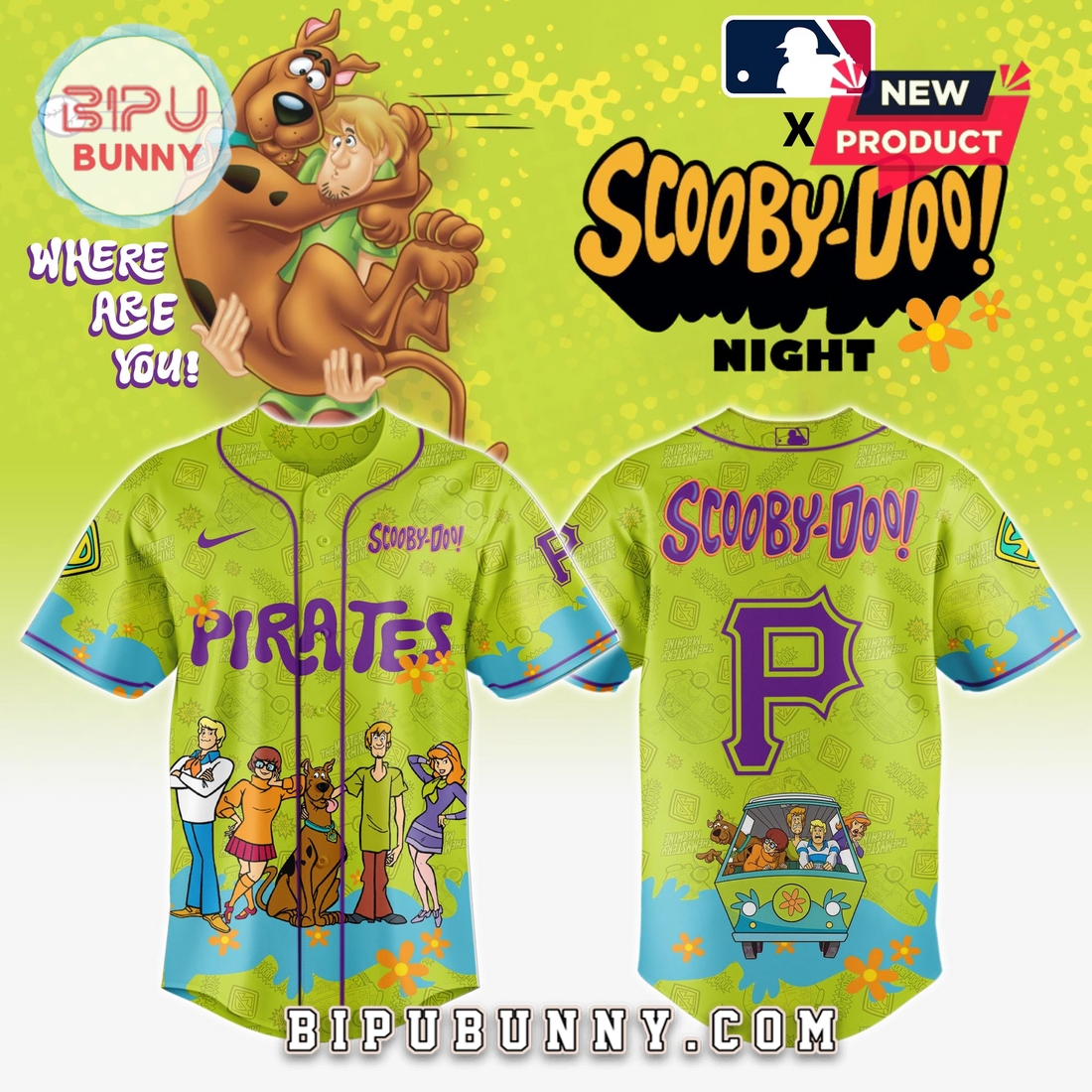 Pittsburgh Pirates MLB x Scooby Doo Baseball Jersey