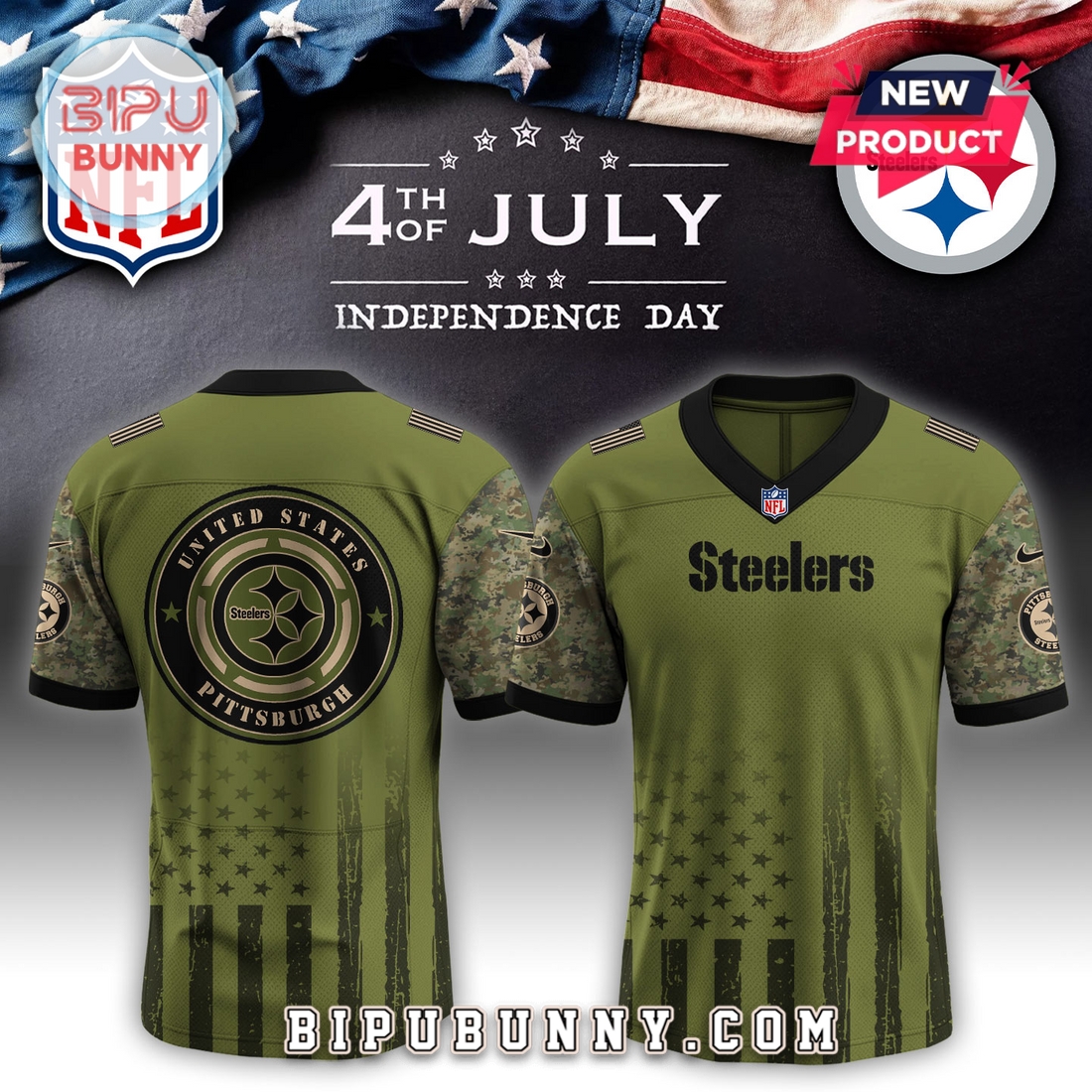 Pittsburgh Steelers NFL x Independence Day Baseball Jersey