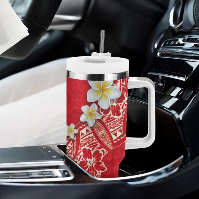 Polynesian Tattoos Frangipani Hibiscus Turtles and Tribal Motifs Vintage Custom Stanley Quencher 40oz Stainless Steel Tumbler With Handle - Image 8