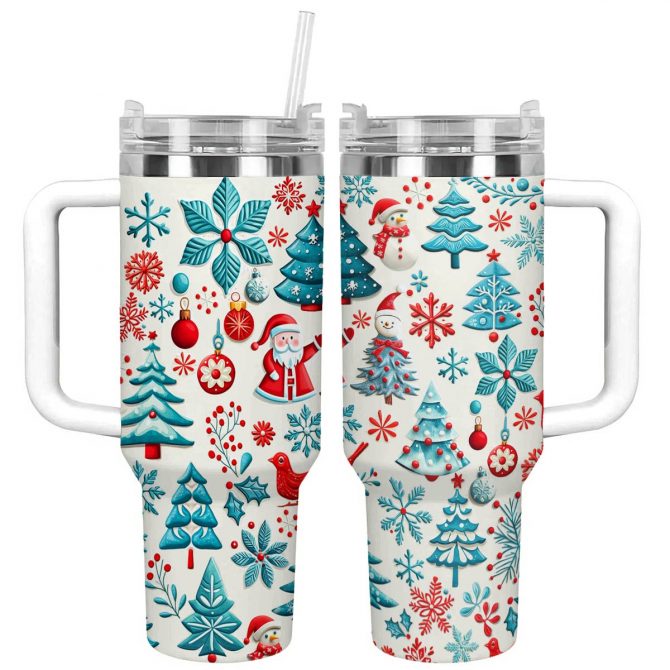 Pretty Christmas Custom Stanley Quencher 40oz Stainless Steel Tumbler With Handle