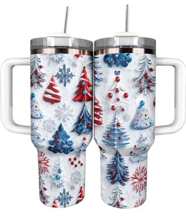 Pretty Christmas Trees Custom Stanley Quencher 40oz Stainless Steel Tumbler With Handle