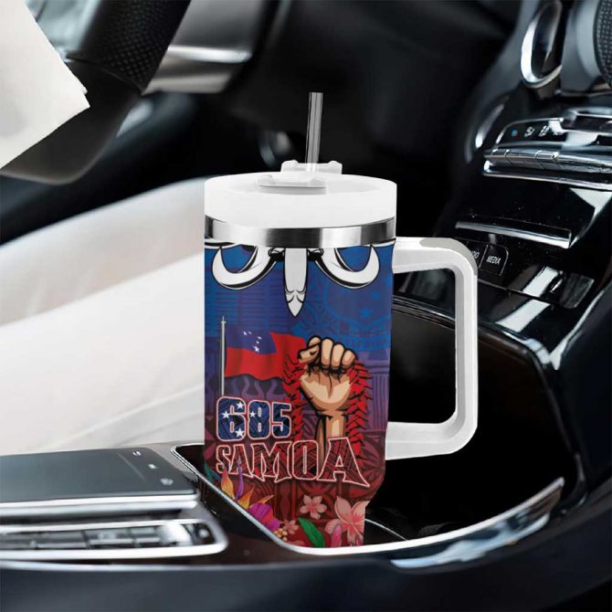 Proud of Samoa 685 Ula Nifo and Hibiscus Tapa Tribal Custom Stanley Quencher 40oz Stainless Steel Tumbler With Handle - Image 8