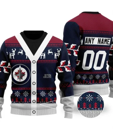 NHL Winnipeg Jets | Personalized Name &amp; Number Unisex Sweater For Christmas Season