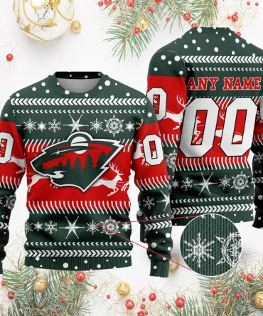 NHL Minnesota Wild | Personalized Name &amp; Number Unisex Sweater For Christmas Season