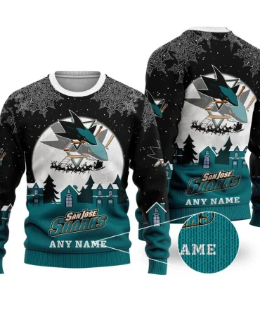 NHL San Jose Sharks Personalized Name Christmas Ugly Sweater Design ST2306