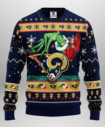 Los Angeles Rams Grinch Ugly Christmas Sweater, Grinch Xmas Sweater