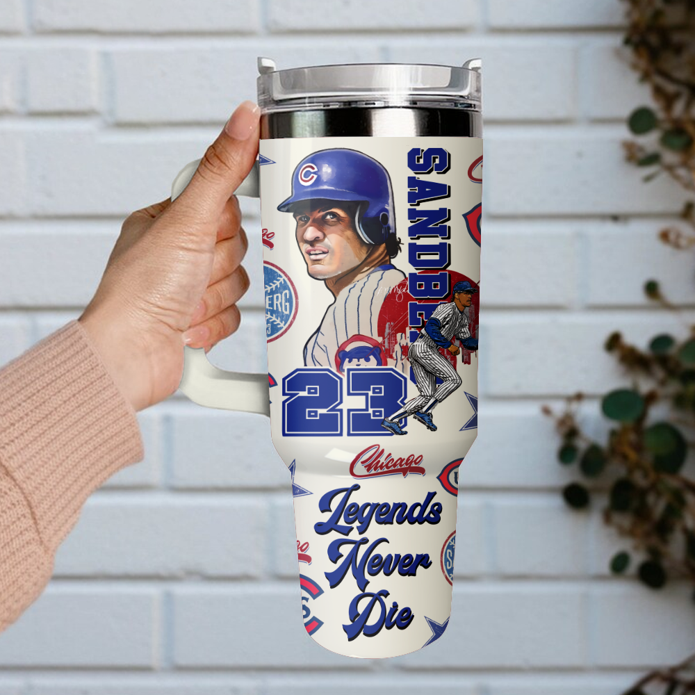 Ryne Sandberg x Chicago Cubs Custom Stanley Cup 40 oz 30 oz Tumbler With Handle - Image 4