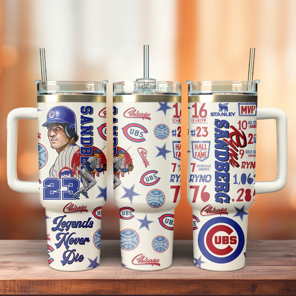 Ryne Sandberg x Chicago Cubs Custom Stanley Cup 40 oz 30 oz Tumbler With Handle - Image 2