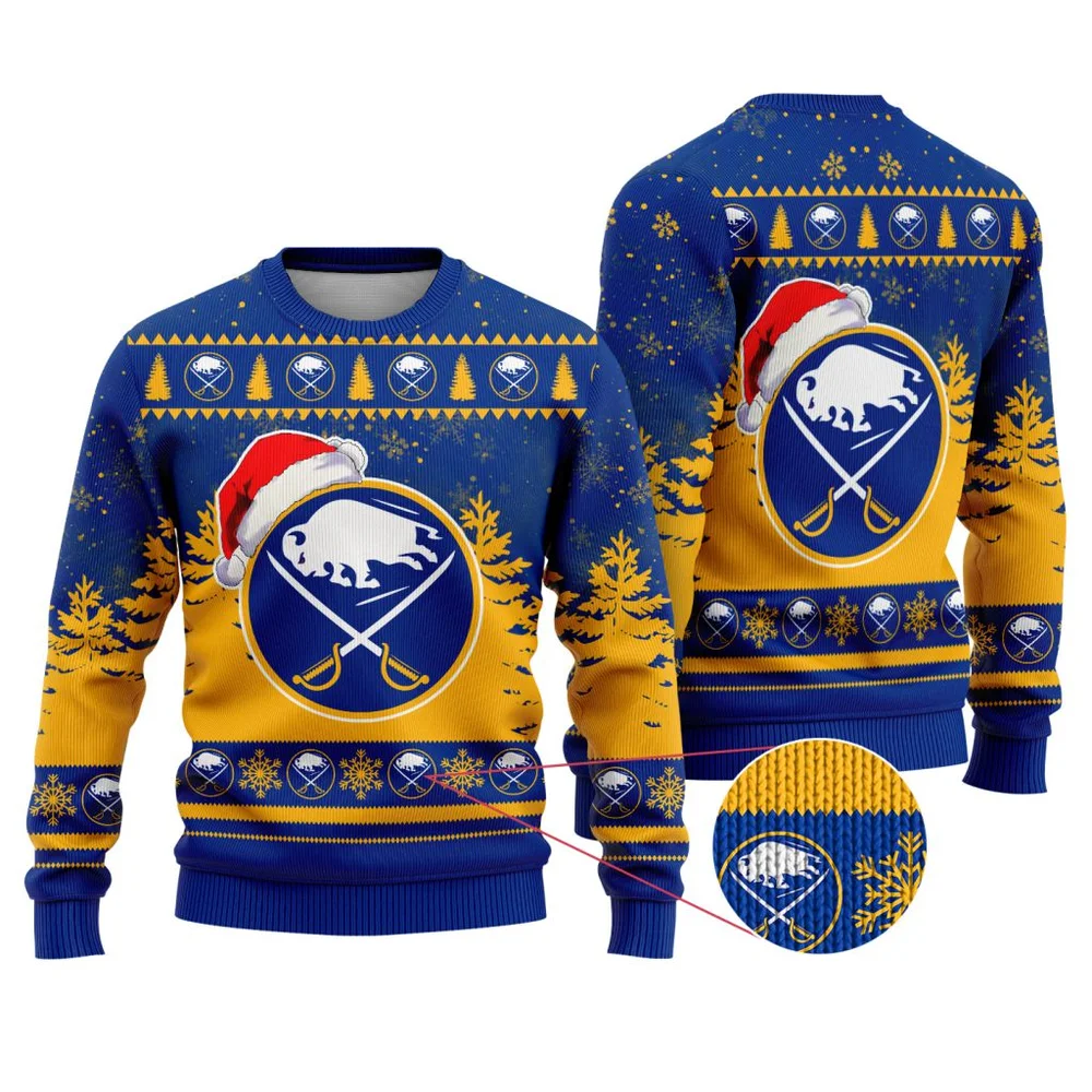 NHL Buffalo Sabres Personalized Name Christmas Design Ugly Sweater ST2301