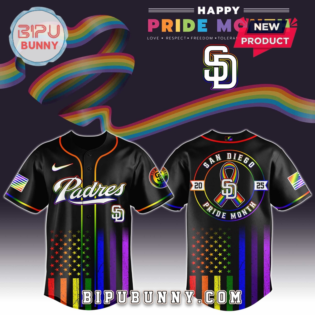 San Diego Padres Happy Pride Month Baseball Jersey