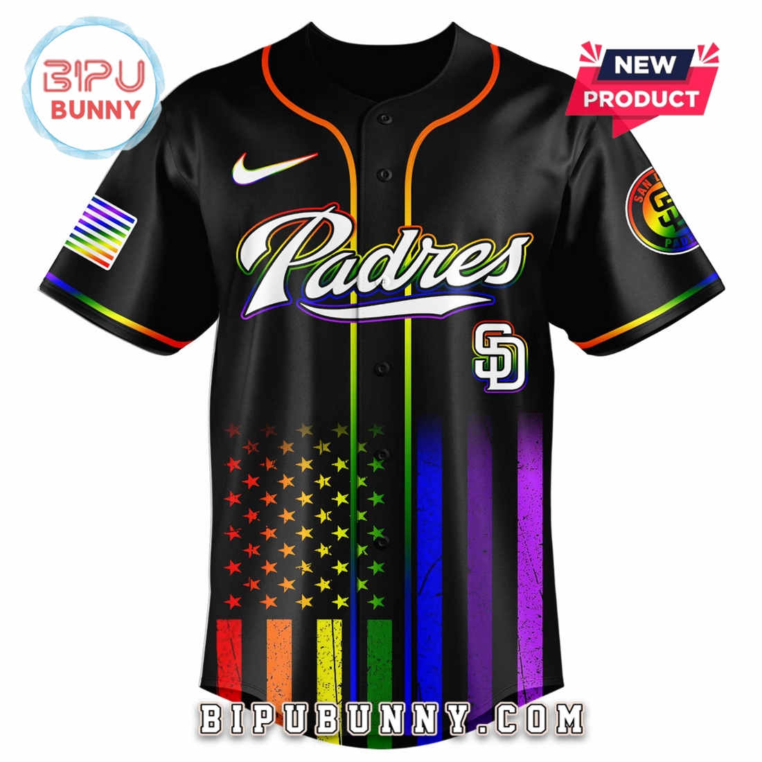 San Diego Padres Happy Pride Month Baseball Jersey - Image 2