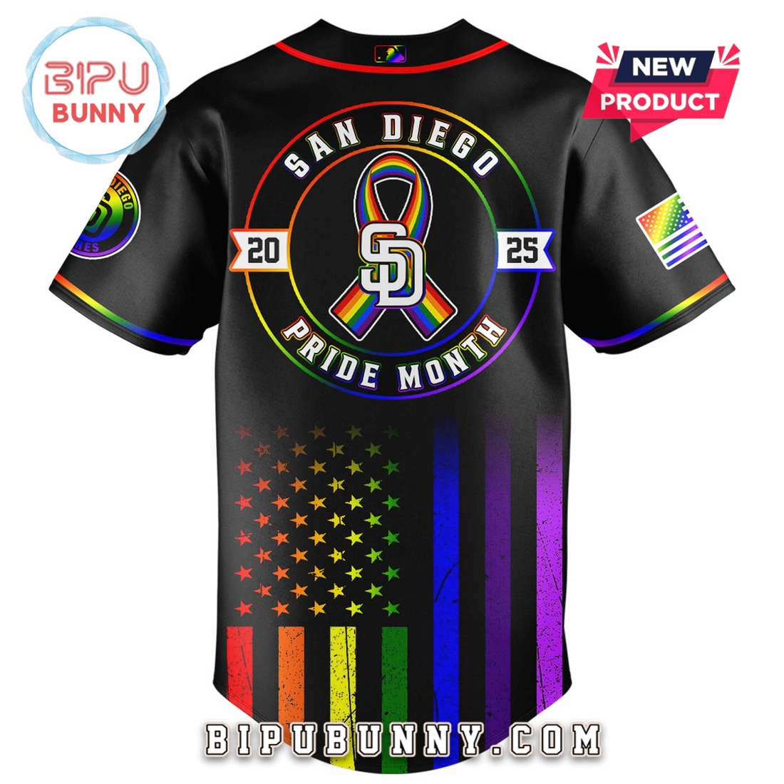San Diego Padres Happy Pride Month Baseball Jersey - Image 3