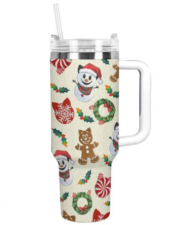 Santa Claws‚Äô Cat Christmas Custom Stanley Quencher 40oz Stainless Steel Tumbler With Handle