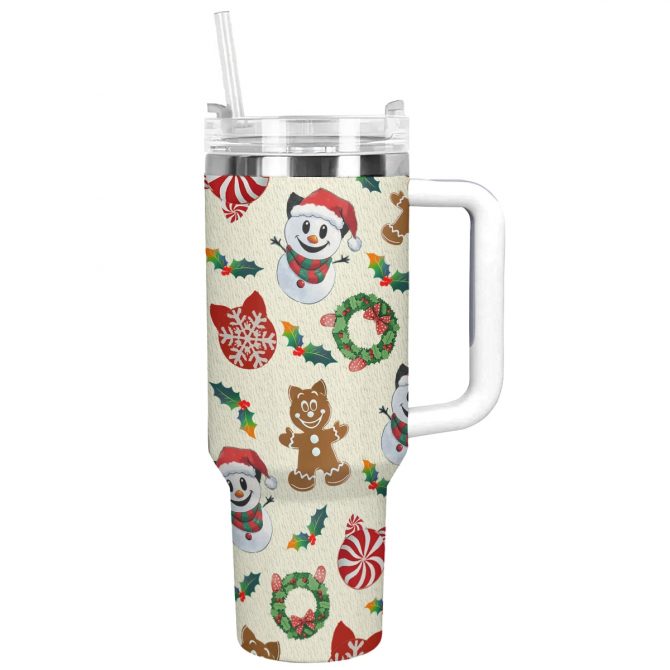 Santa Claws‚Äô Cat Christmas Custom Stanley Quencher 40oz Stainless Steel Tumbler With Handle