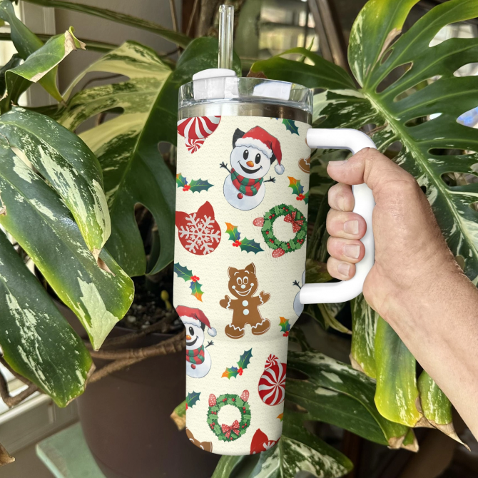 Santa Claws‚Äô Cat Christmas Custom Stanley Quencher 40oz Stainless Steel Tumbler With Handle - Image 2