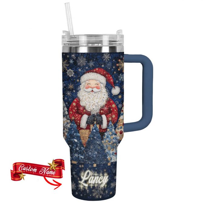 Santa Dream Christmas Custom Stanley Quencher 40oz Stainless Steel Tumbler With Handle