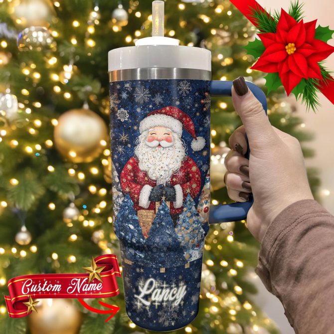 Santa Dream Christmas Custom Stanley Quencher 40oz Stainless Steel Tumbler With Handle - Image 2