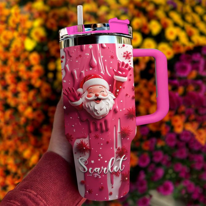 Santa Sweet Wonderland Christmas Custom Stanley Quencher 40oz Stainless Steel Tumbler With Handle - Image 3