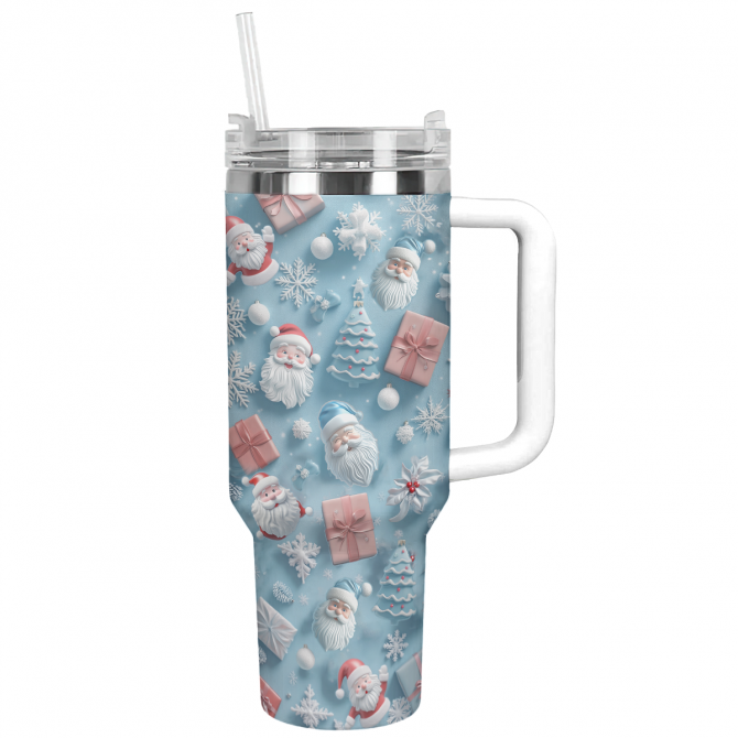 Santa‚Äôs Gift Edition Christmas Custom Stanley Quencher 40oz Stainless Steel Tumbler With Handle