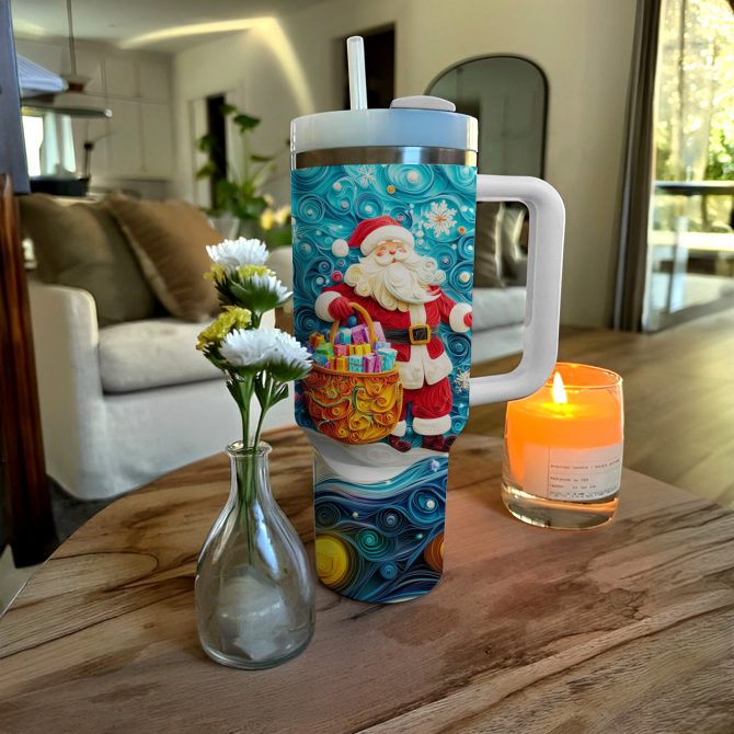 Santa‚Äôs Gift Magic Christmas Custom Stanley Quencher 40oz Stainless Steel Tumbler With Handle - Image 2