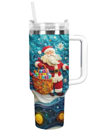 Santa‚Äôs Gift Magic Christmas Custom Stanley Quencher 40oz Stainless Steel Tumbler With Handle