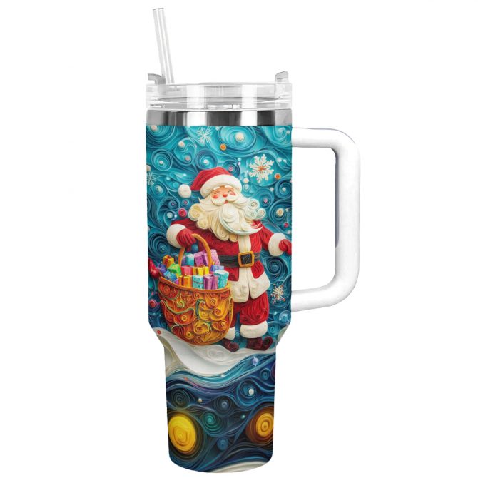 Santa‚Äôs Gift Magic Christmas Custom Stanley Quencher 40oz Stainless Steel Tumbler With Handle