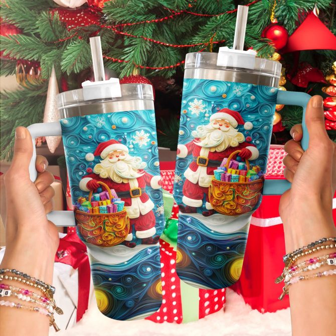 Santa‚Äôs Gift Magic Christmas Custom Stanley Quencher 40oz Stainless Steel Tumbler With Handle - Image 3