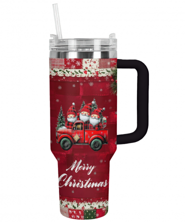 Santa‚Äôs Joyride Christmas Custom Stanley Quencher 40oz Stainless Steel Tumbler With Handle