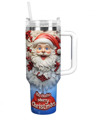 Santa‚Äôs Merry Christmas Custom Stanley Quencher 40oz Stainless Steel Tumbler With Handle
