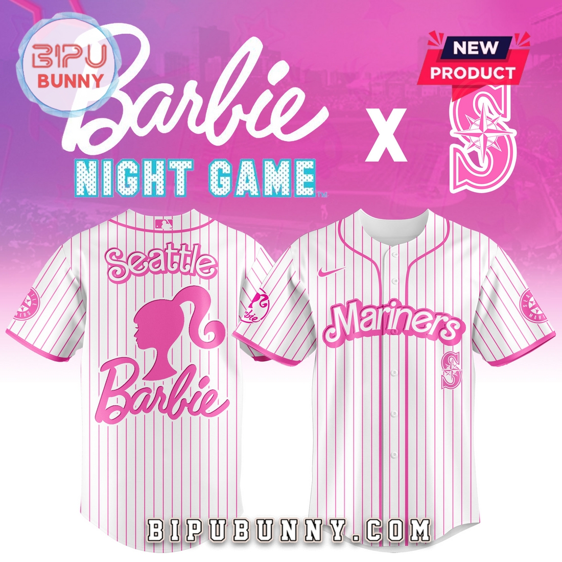 Seattle Mariners MLB x Barbie Night Game Baseball Jersey