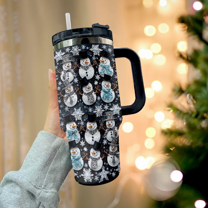 Snowflake Cheer Christmas Custom Stanley Quencher 40oz Stainless Steel Tumbler With Handle - Image 2