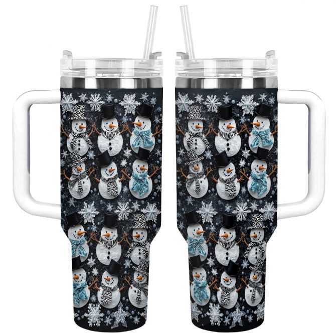 Snowflake Cheer Christmas Custom Stanley Quencher 40oz Stainless Steel Tumbler With Handle