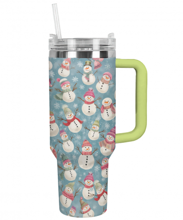 Snowflakes & Snowmen Adventure Christmas Custom Stanley Quencher 40oz Stainless Steel Tumbler With Handle