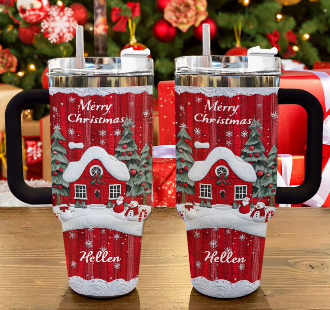 Snowman Christmas Custom Stanley Quencher 40oz Stainless Steel Tumbler With Handle - Image 2