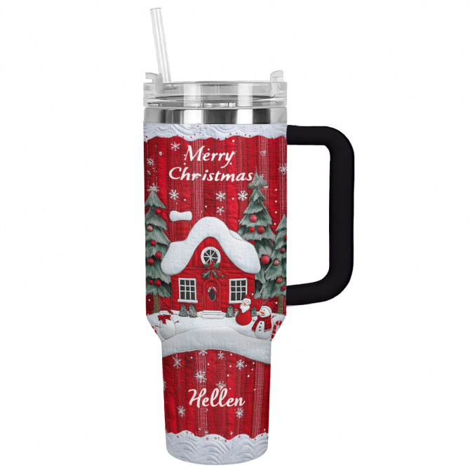 Snowman Christmas Custom Stanley Quencher 40oz Stainless Steel Tumbler With Handle
