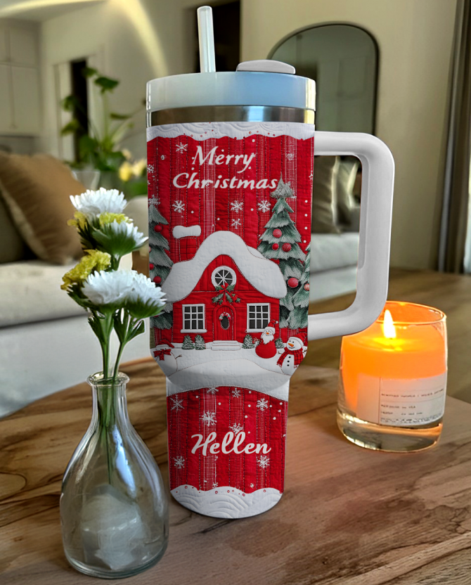 Snowman Christmas Custom Stanley Quencher 40oz Stainless Steel Tumbler With Handle - Image 3