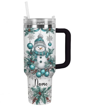 Snowman Christmas Custom Stanley Quencher 40oz Stainless Steel Tumbler With Handle