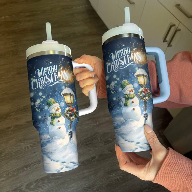 Snowy Charm Christmas Custom Stanley Quencher 40oz Stainless Steel Tumbler With Handle - Image 2