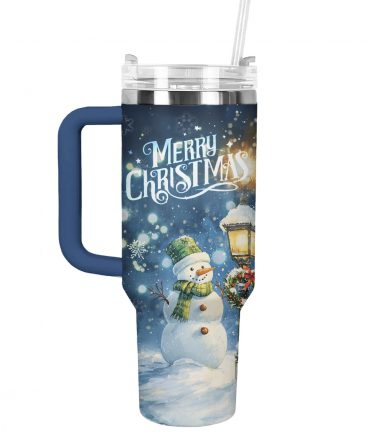Snowy Charm Christmas Custom Stanley Quencher 40oz Stainless Steel Tumbler With Handle