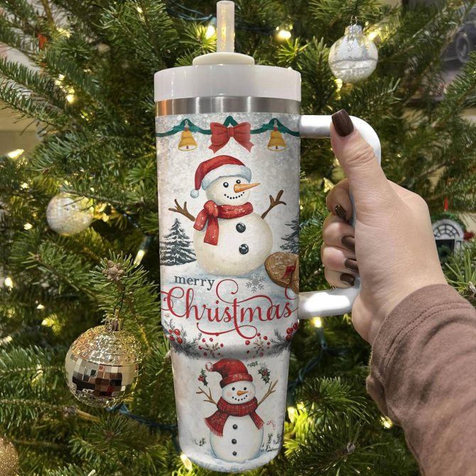 Snowy Christmas Custom Stanley Quencher 40oz Stainless Steel Tumbler With Handle - Image 2