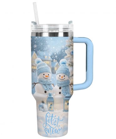 Snowy Day Christmas Custom Stanley Quencher 40oz Stainless Steel Tumbler With Handle