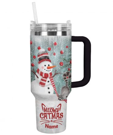 Snowy Friends Christmas Custom Stanley Quencher 40oz Stainless Steel Tumbler With Handle
