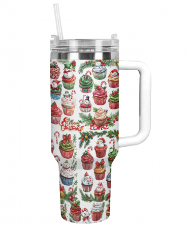 Snowy Treats Delight Christmas Custom Stanley Quencher 40oz Stainless Steel Tumbler With Handle