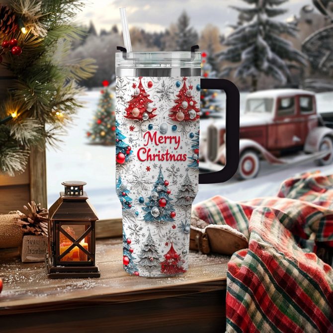 Sparkling Christmas Custom Stanley Quencher 40oz Stainless Steel Tumbler With Handle - Image 2