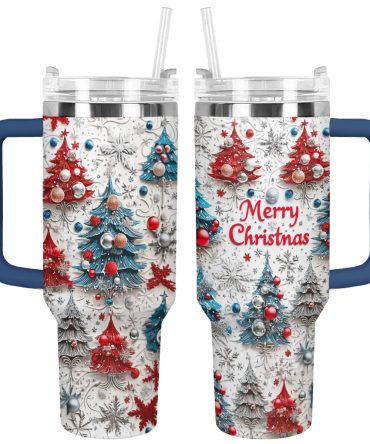 Sparkling Christmas Custom Stanley Quencher 40oz Stainless Steel Tumbler With Handle
