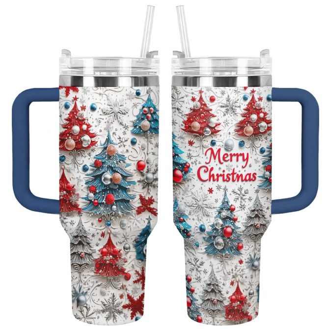 Sparkling Christmas Custom Stanley Quencher 40oz Stainless Steel Tumbler With Handle