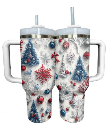Sparkling Christmas Trees Lovely Custom Stanley Quencher 40oz Stainless Steel Tumbler With Handle