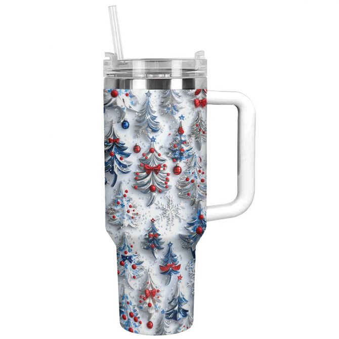 Sweet Christmas Trees Custom Stanley Quencher 40oz Stainless Steel Tumbler With Handle