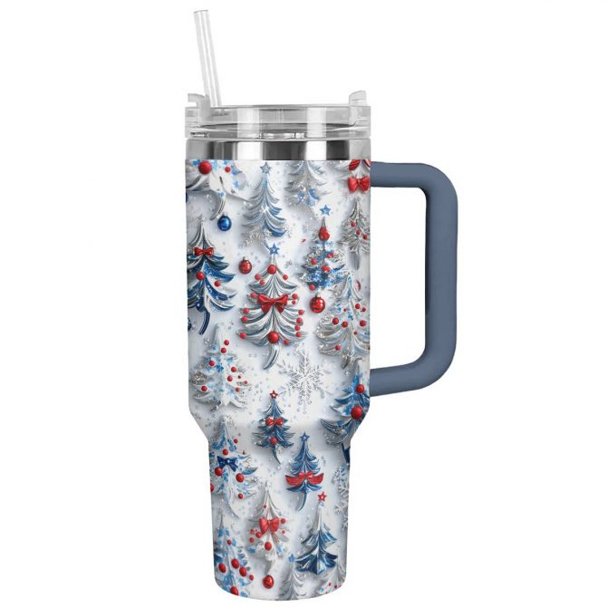 Sweet Christmas Trees Custom Stanley Quencher 40oz Stainless Steel Tumbler With Handle - Image 3