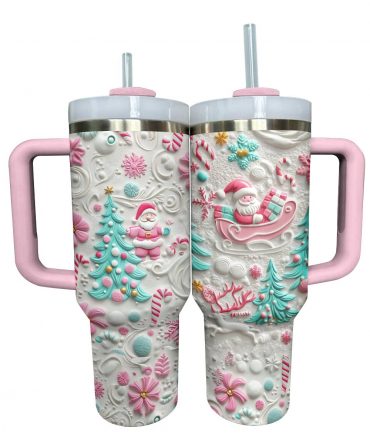 Sweet Santa Christmas Custom Stanley Quencher 40oz Stainless Steel Tumbler With Handle